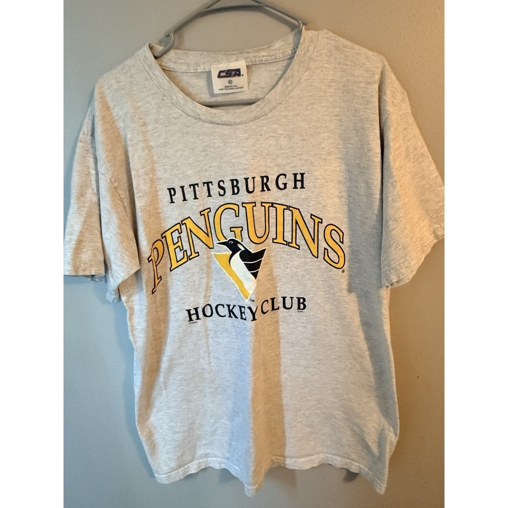 Pittsburgh Penguins Hockey Club CSA Gray SS T Shirt Size XL Made In USA
